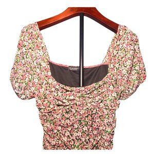 Floral Puff Sleeve Ruched Mini Dress Coquette Babydoll‎ Fairy Party Celebrate